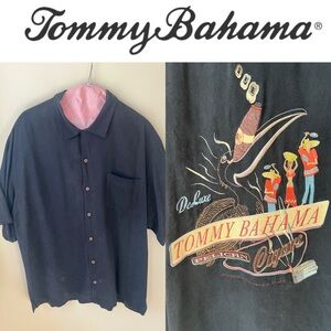 Vintage Tommy Bahama Pelican Cigars Embroidered Back Silk Shirt Men’s Large L